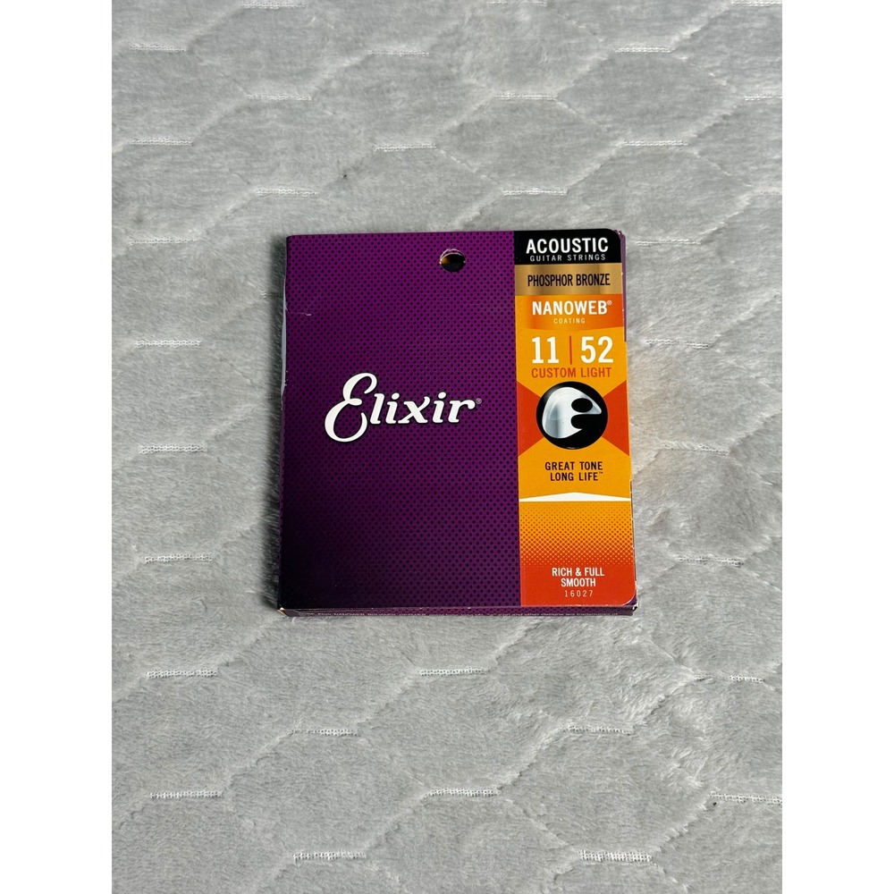Elixir Nanoweb Phosphor Bronze Acoustic Guitar Strings Custom Light 11-52 16027